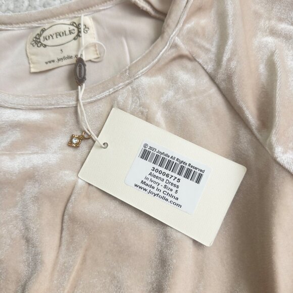 Joyfolie Aleena Girls Ivory Velvet High-Low Dress With Cap Sleeves size 5 new - Picture 5 of 10